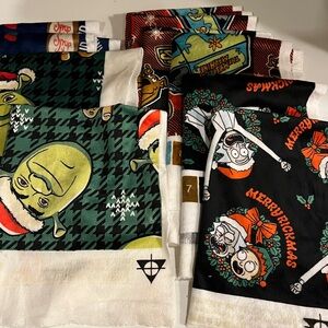 Upcycled stretchy Christmas character fabric swatches 10 piece set